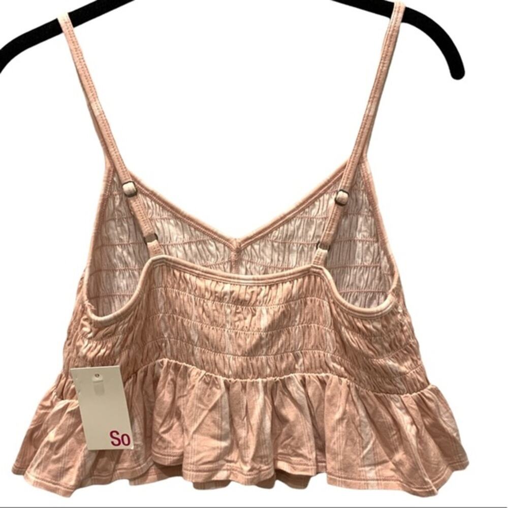 NEW SO cute smocked ruffled peach top. Adjustable Spaghetti strap cropped size M - Picture 2 of 4